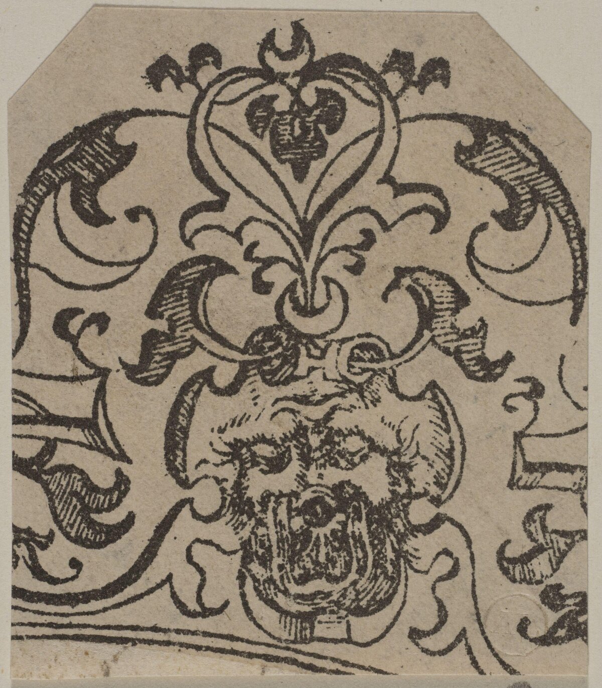 Vintage Mask Ornament Woodcut