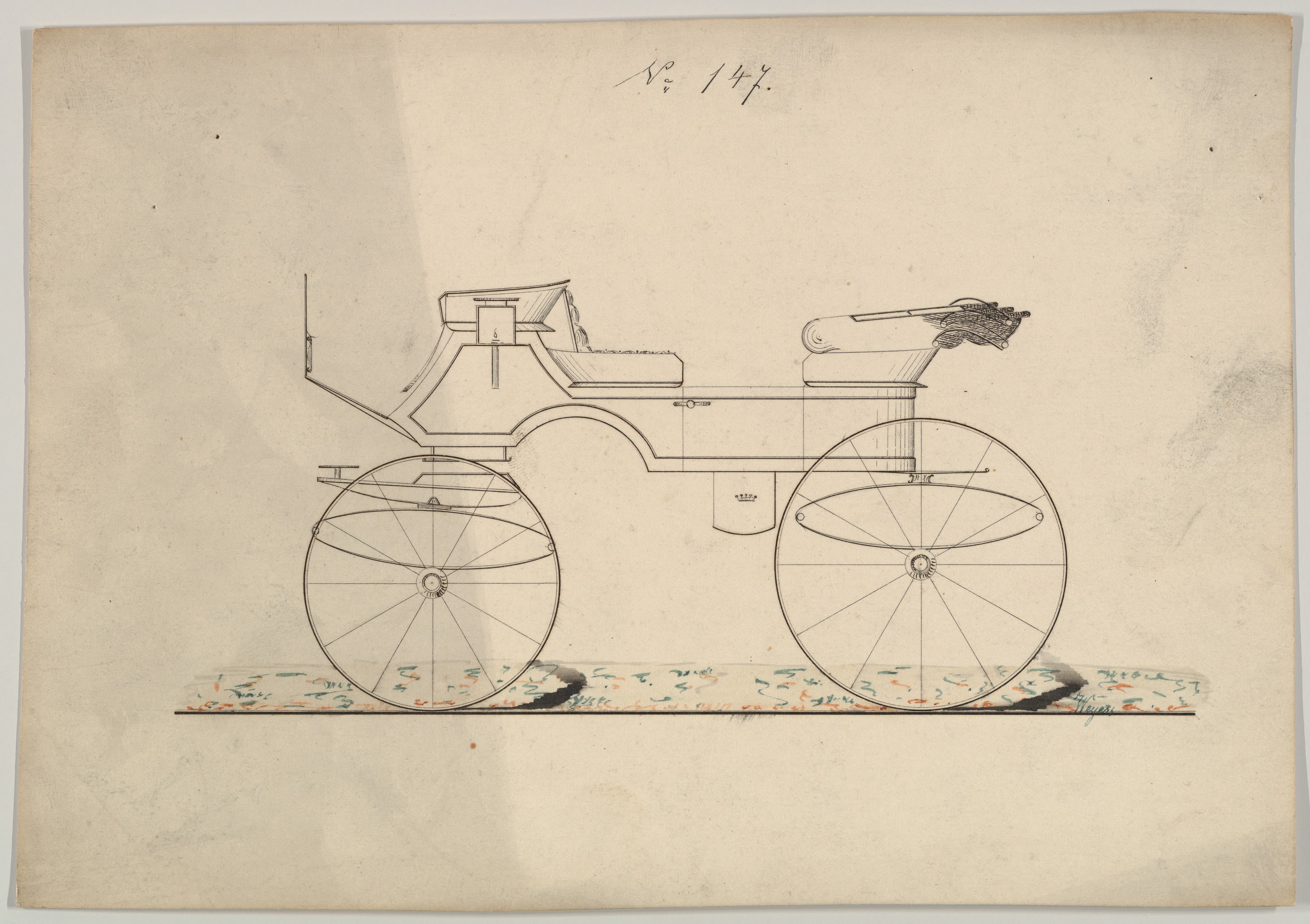 Vintage Horse Carriage Design Drawing