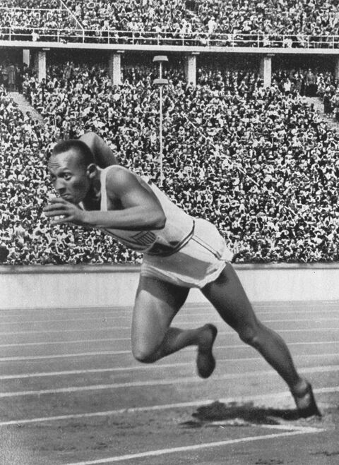 Jesse Owens Competing In Track Sprint