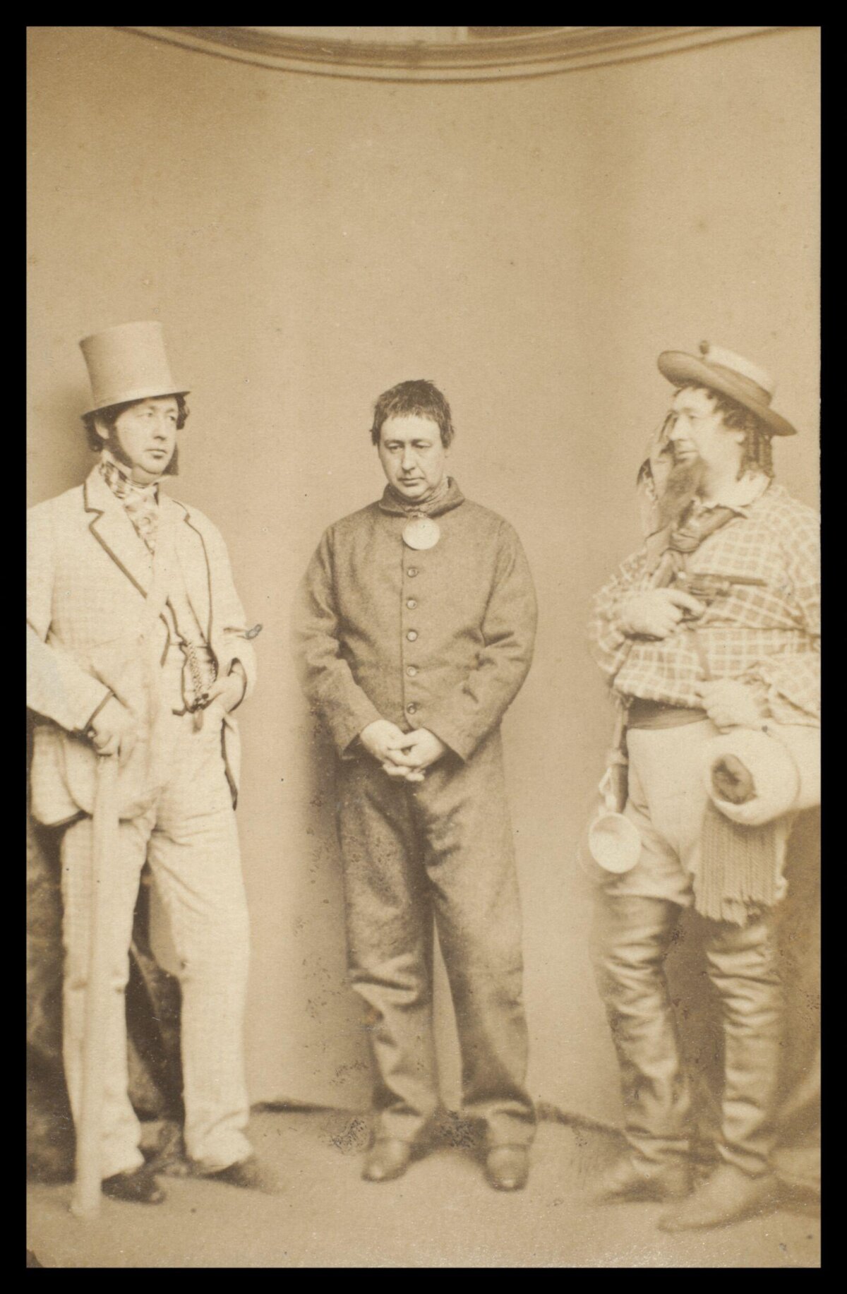 Three Men in Distinct 19th Century Outfits