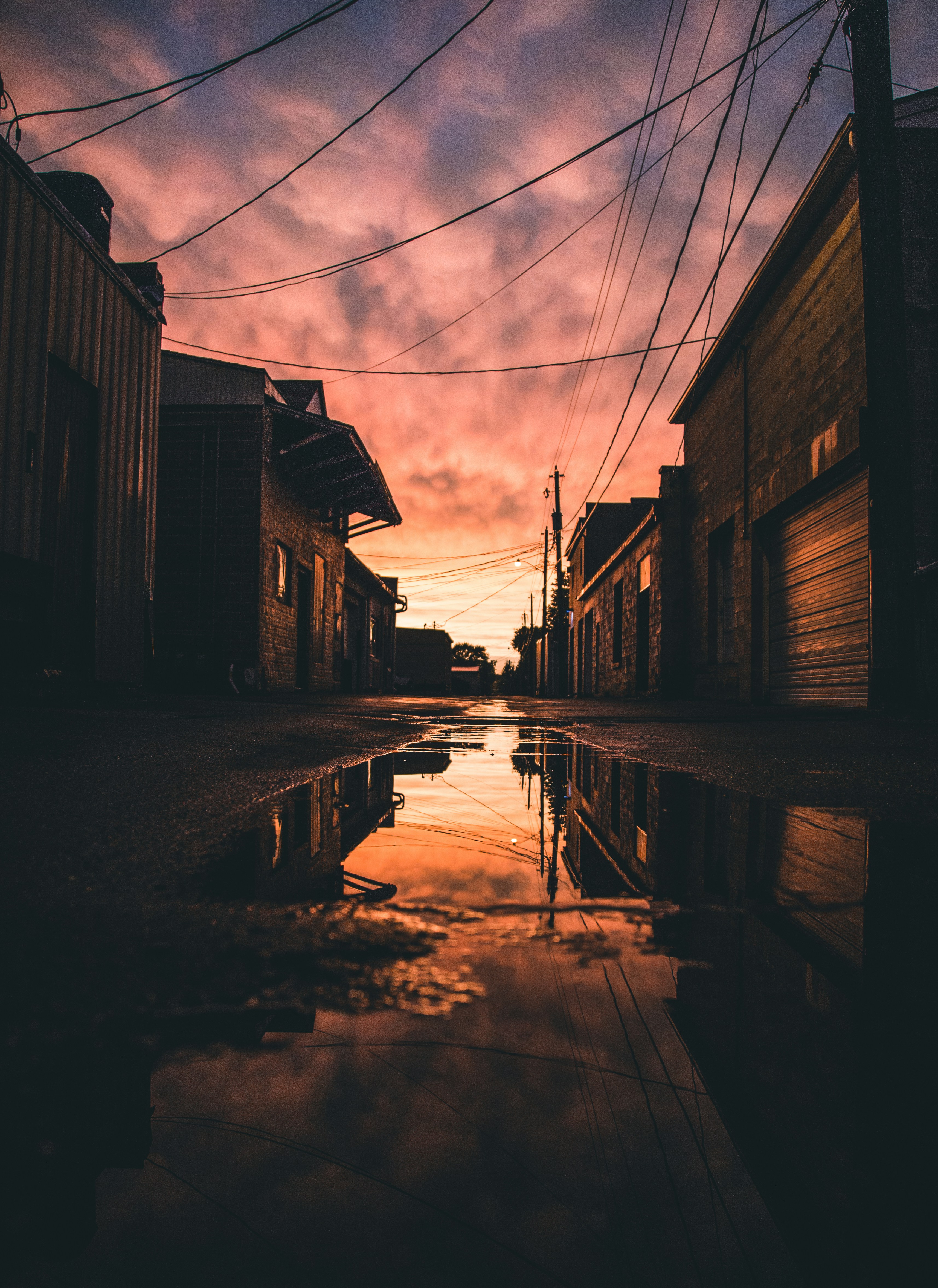 Sunset Alley After Rain — Phone Wallpapers