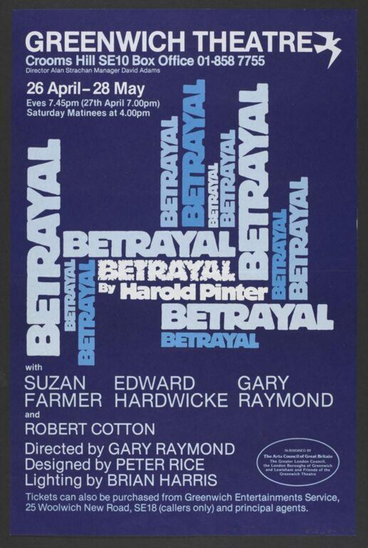 Betrayal Play Poster at Greenwich Theatre