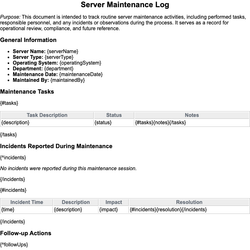 Server Maintenance Log