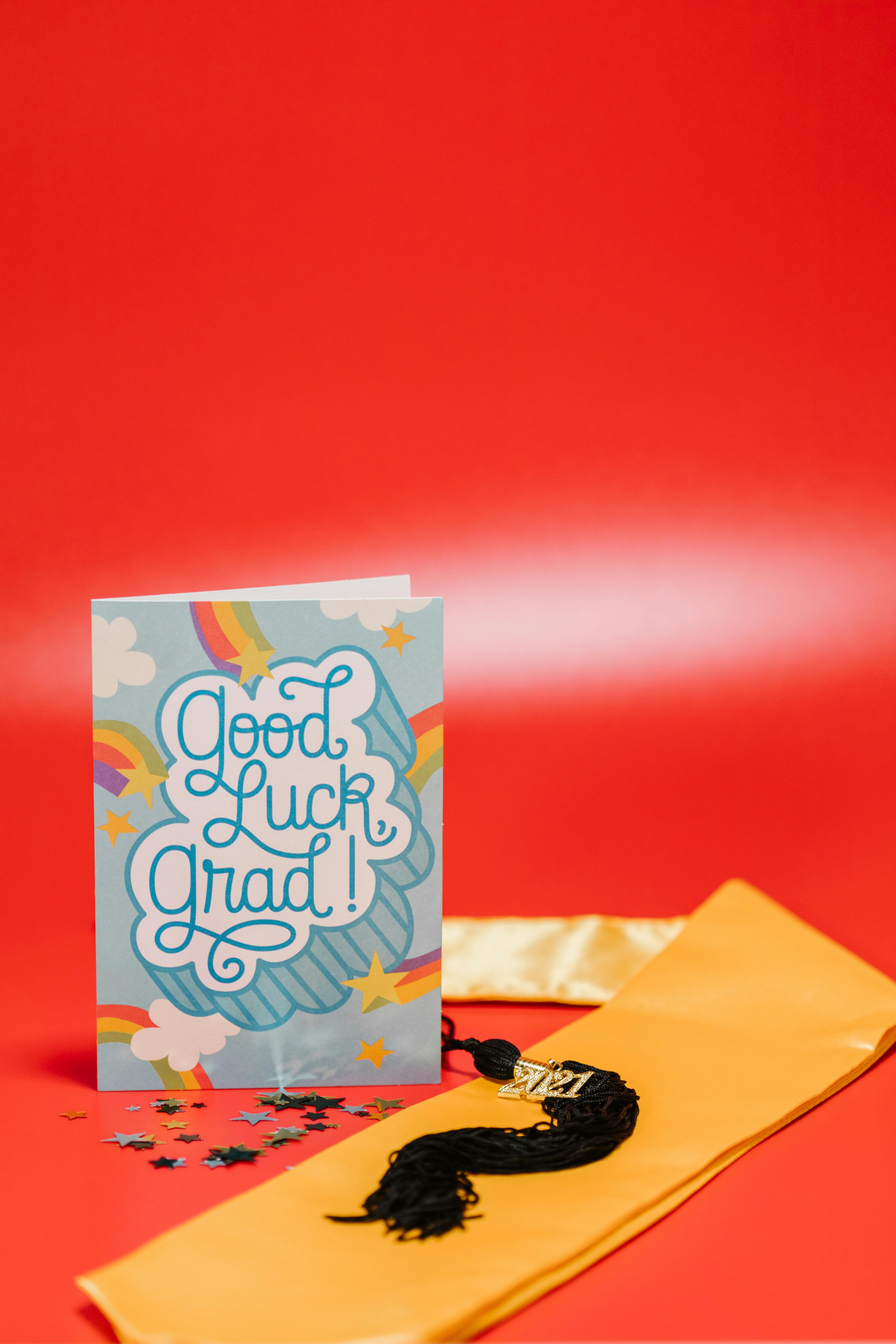 Good Luck Grad Greeting Card with Graduation Items
