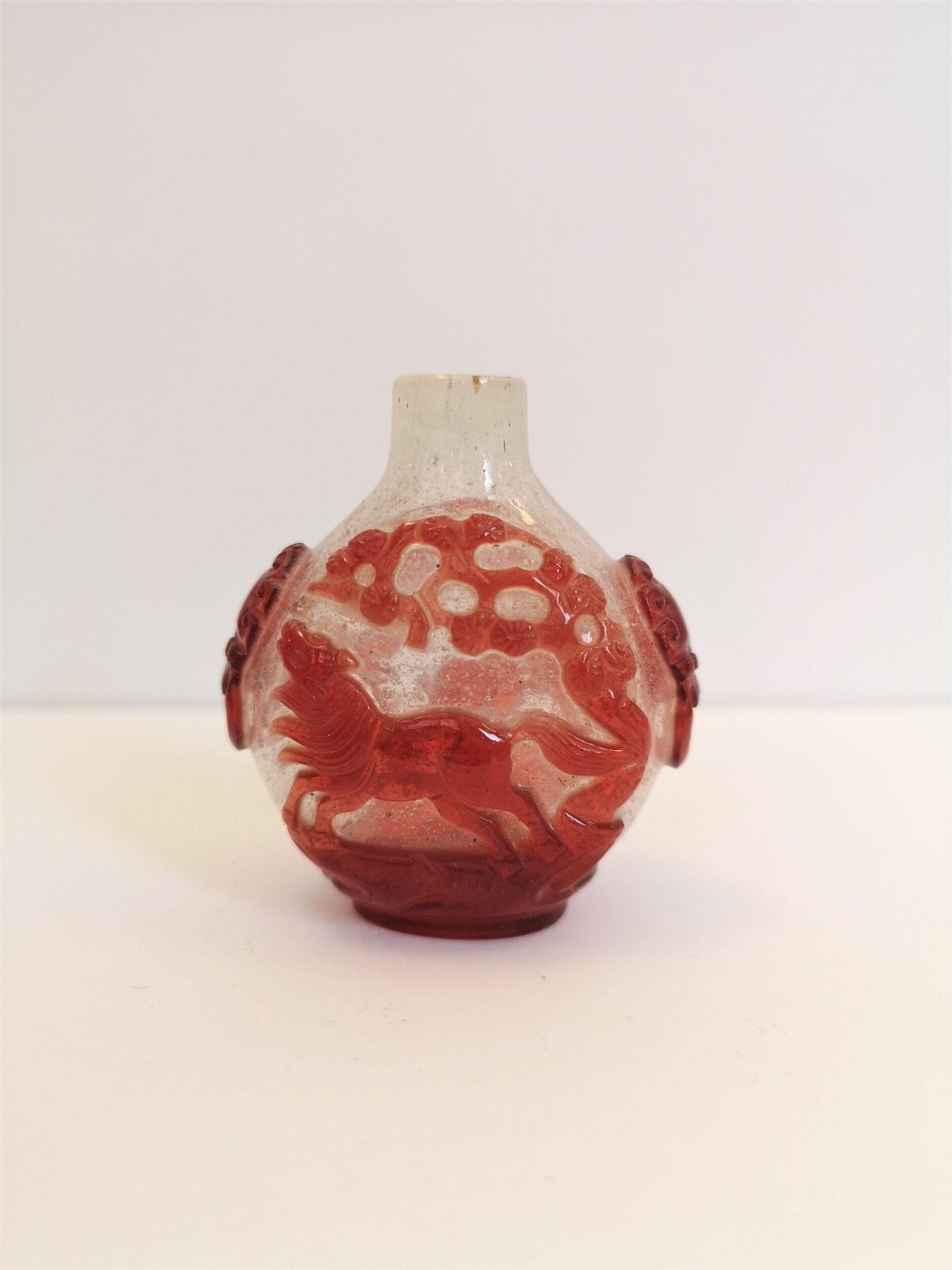Red Carved Glass Snuff Bottle