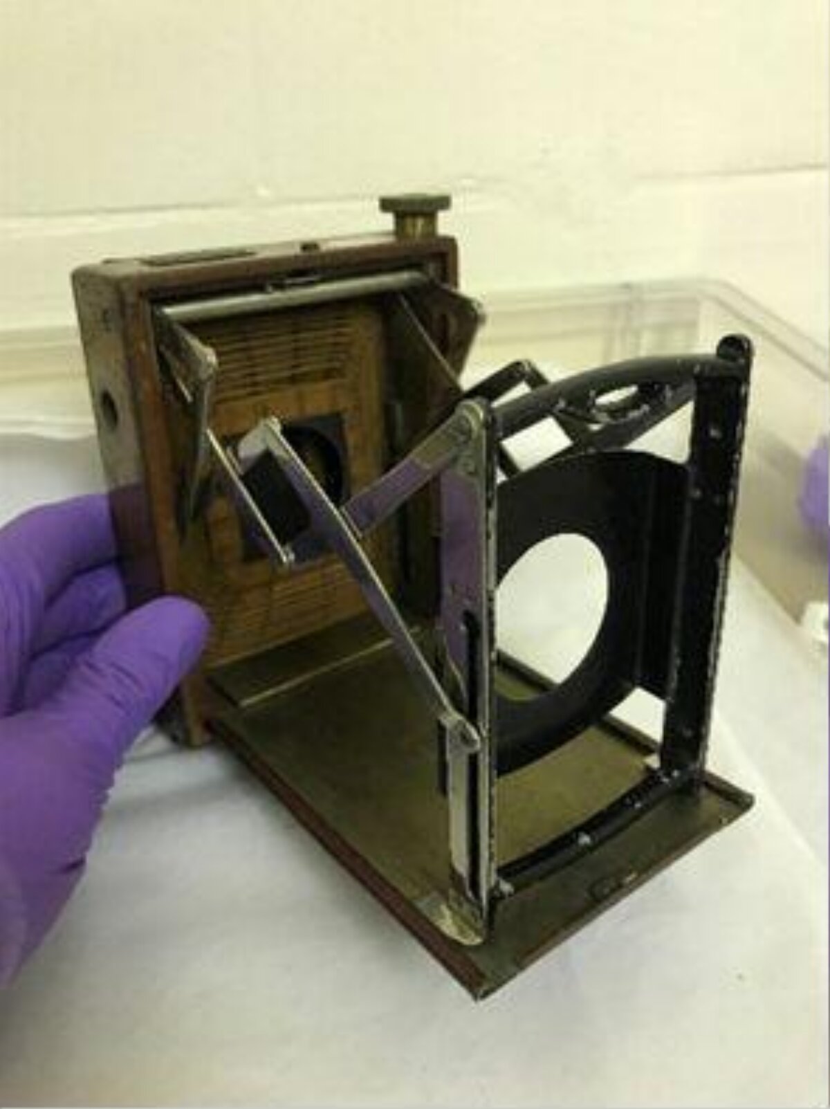 Unfolded Vintage Wooden Camera