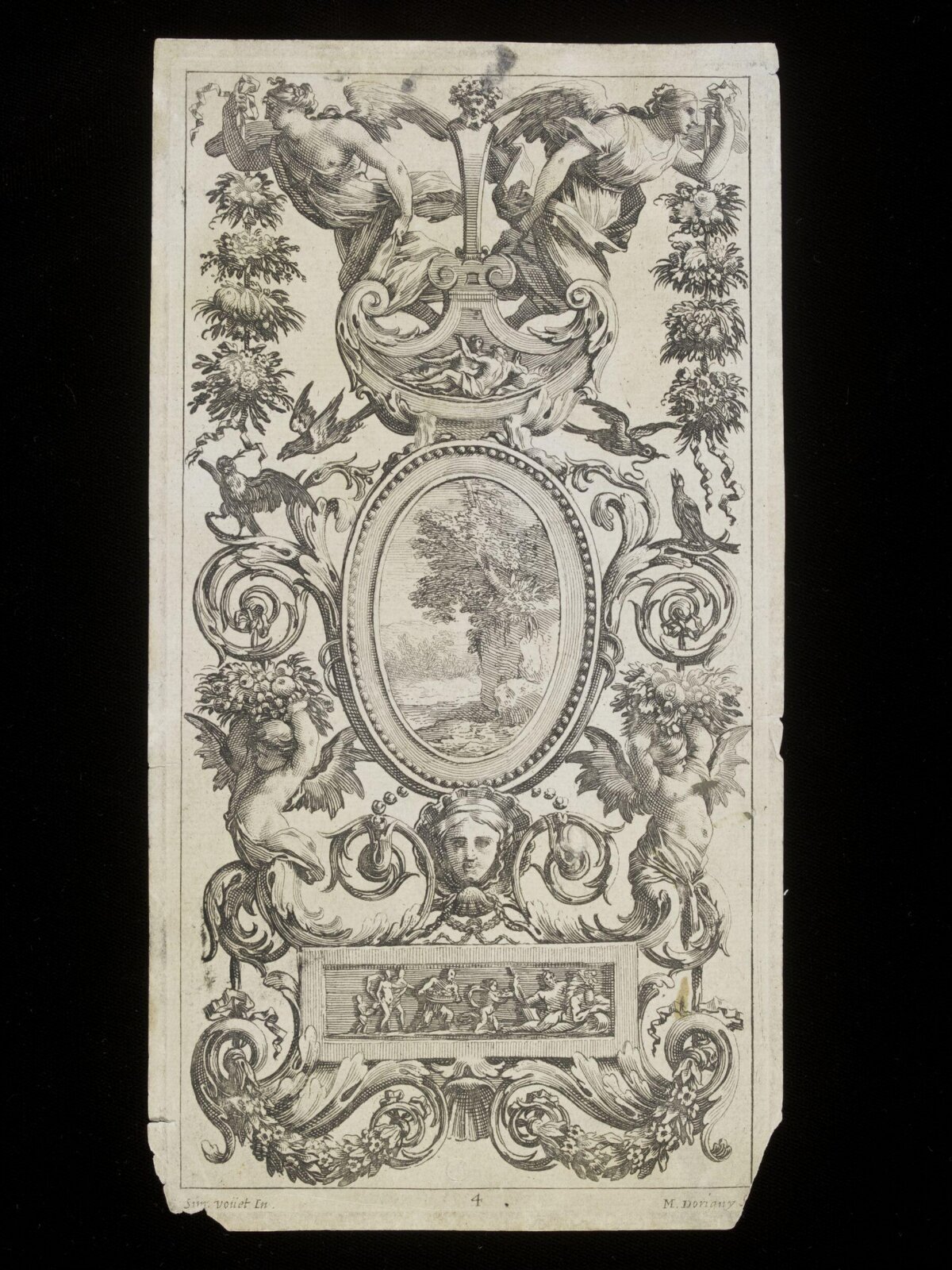 Antique Ornamental Figure Engraving