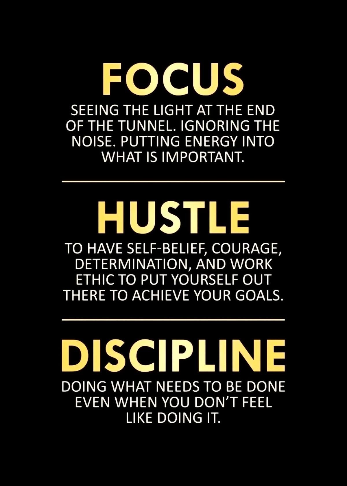 Focus Hustle Discipline Motivational Poster