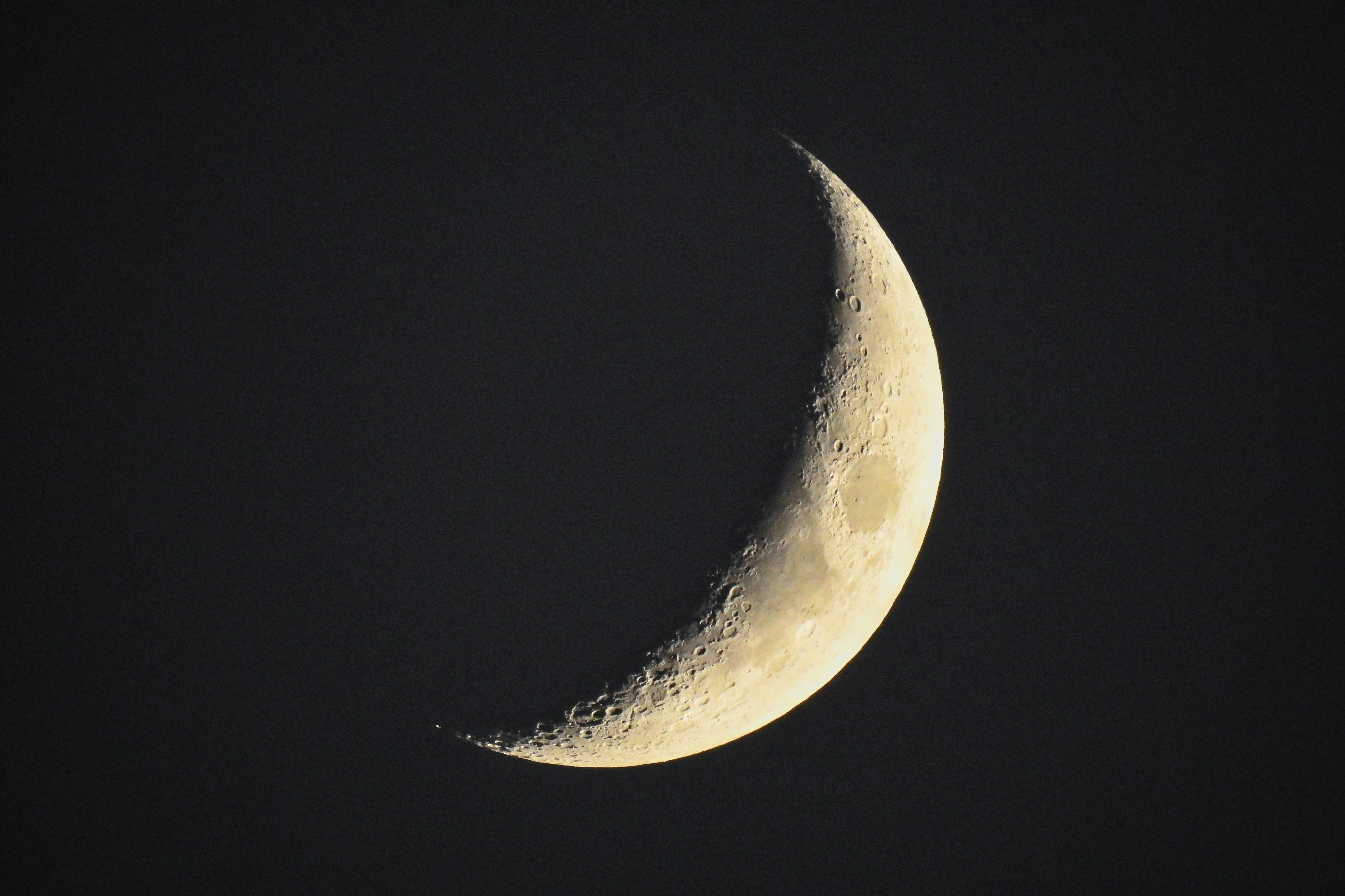 Crescent Moon in Night Sky