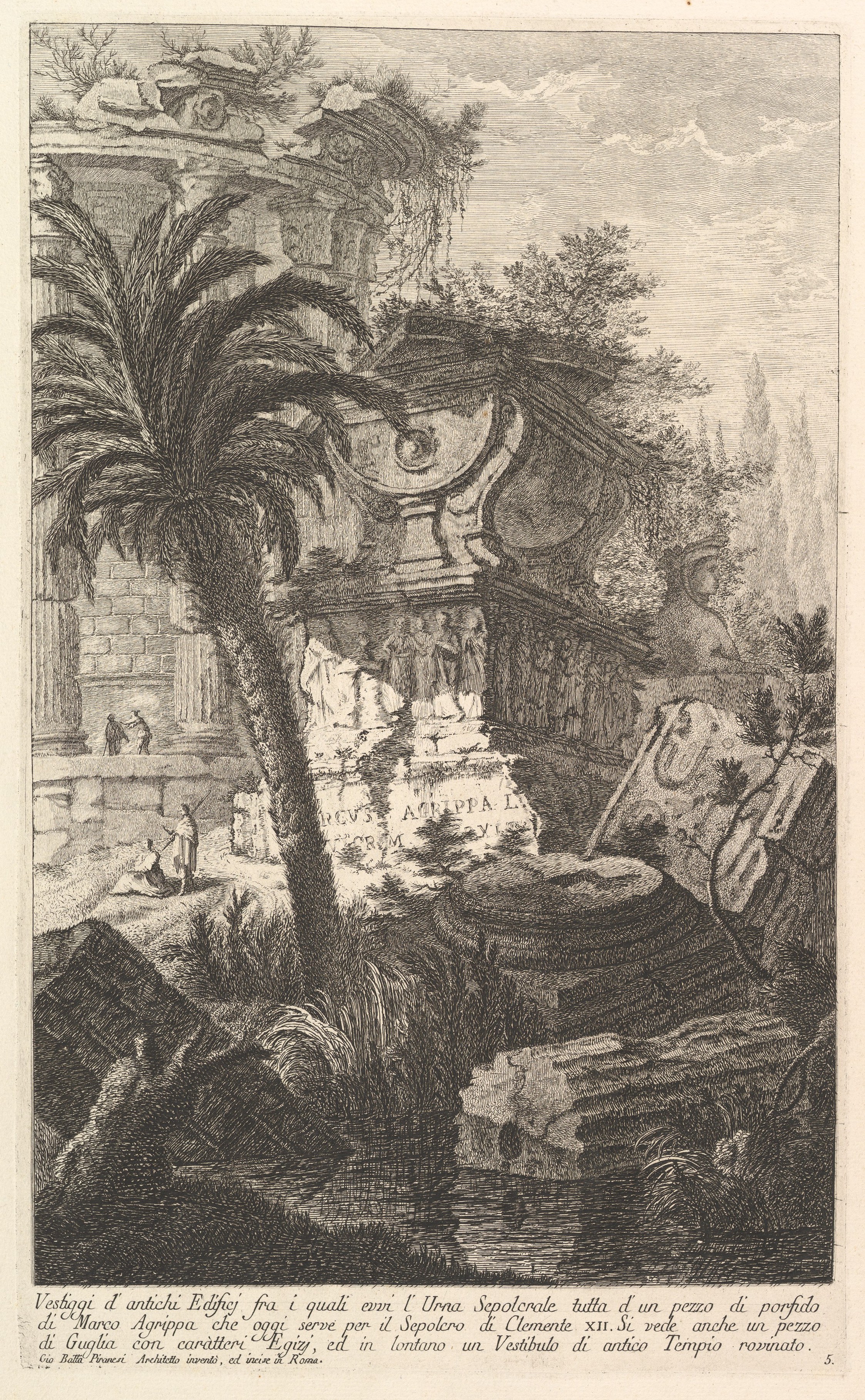 Ancient Roman Ruins Etching