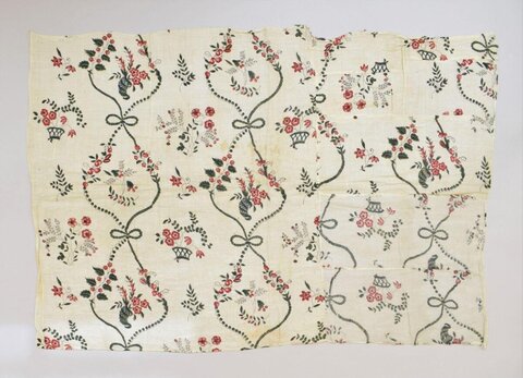Vintage Floral Printed Textile Fragment