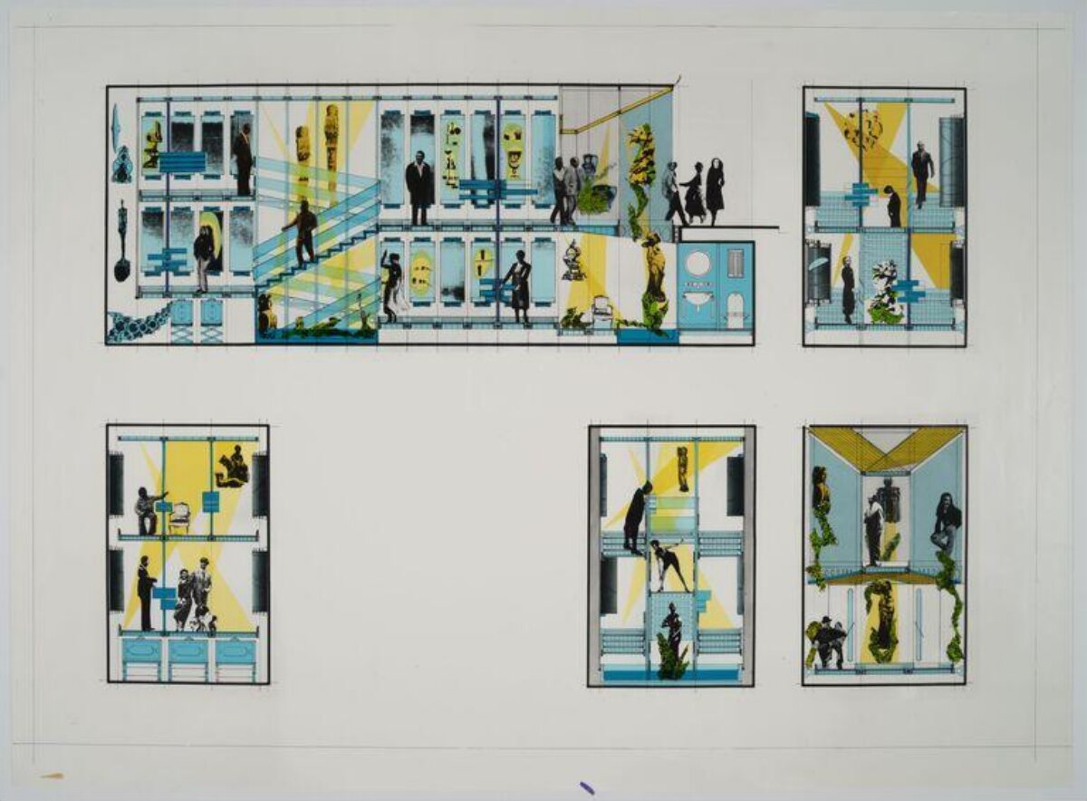 Architectural Section Collage Drawings