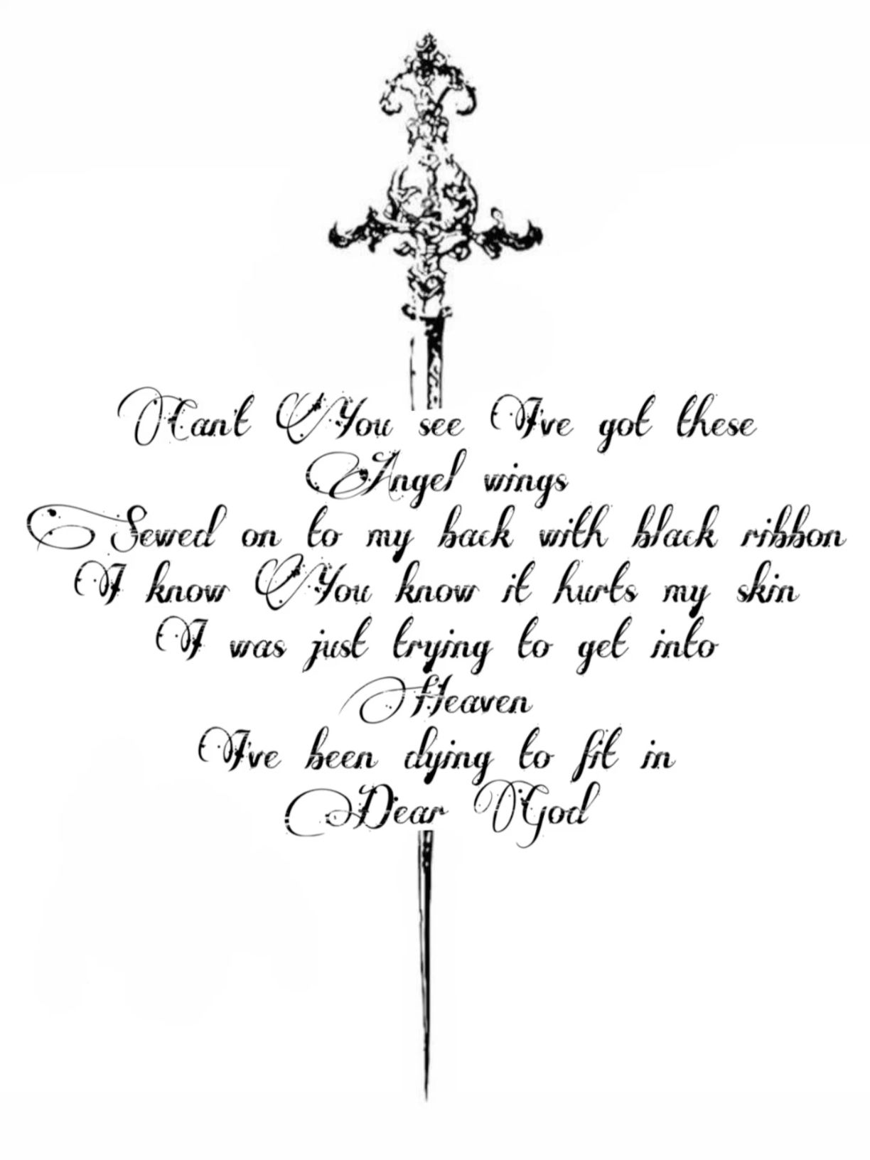 Ornate Sword Lyric Tattoo Design
