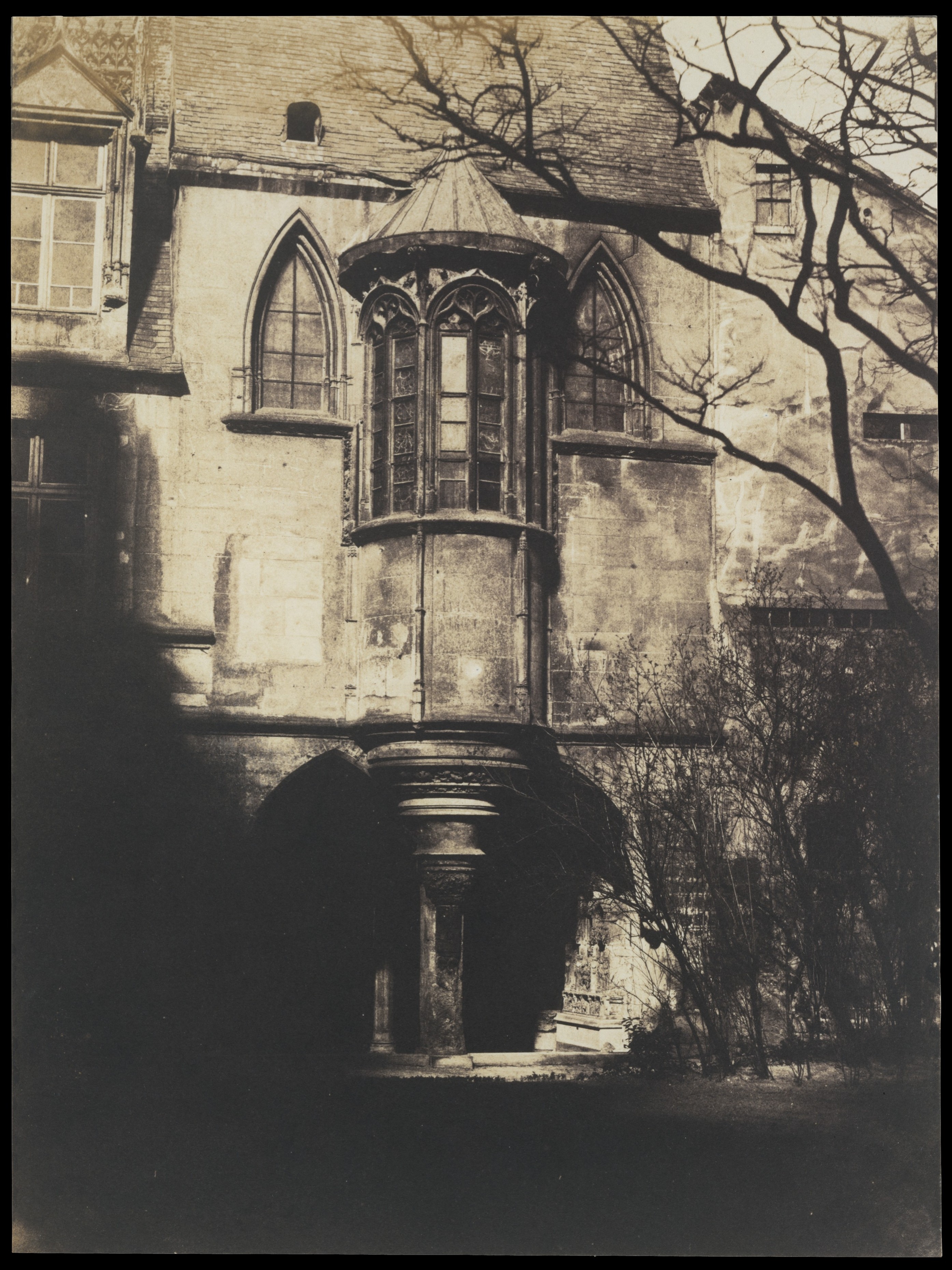 Gothic Oriel Window on Old Stone Building