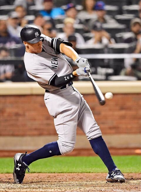 New York Yankees Batter Swings at Pitch
