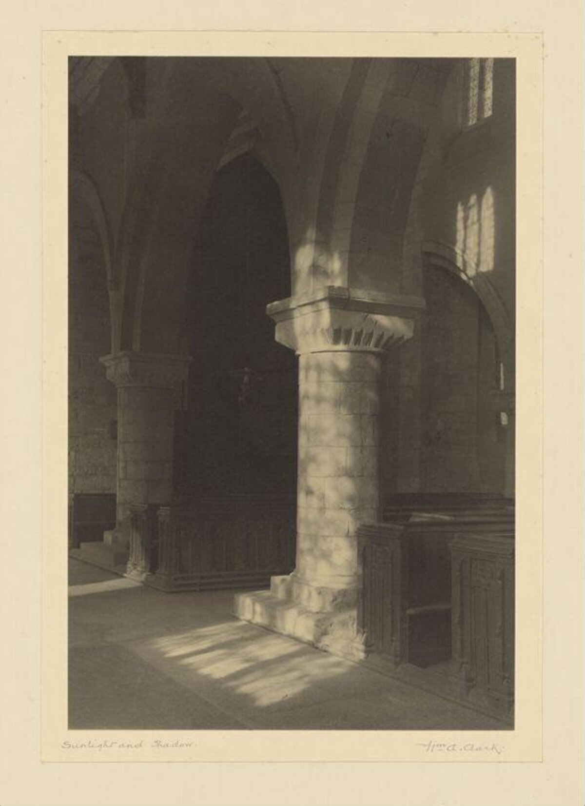 Sunlight and Shadow in Church Interior