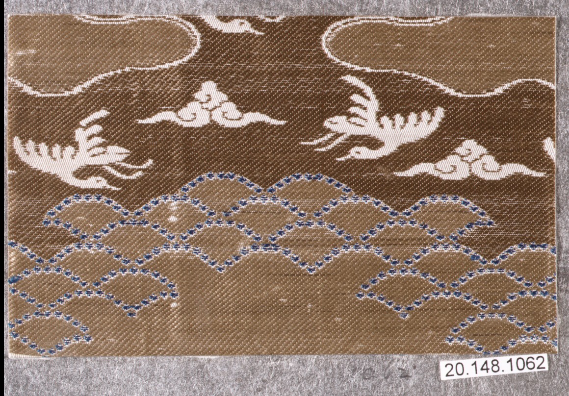 Textile Fragment with Cranes and Waves