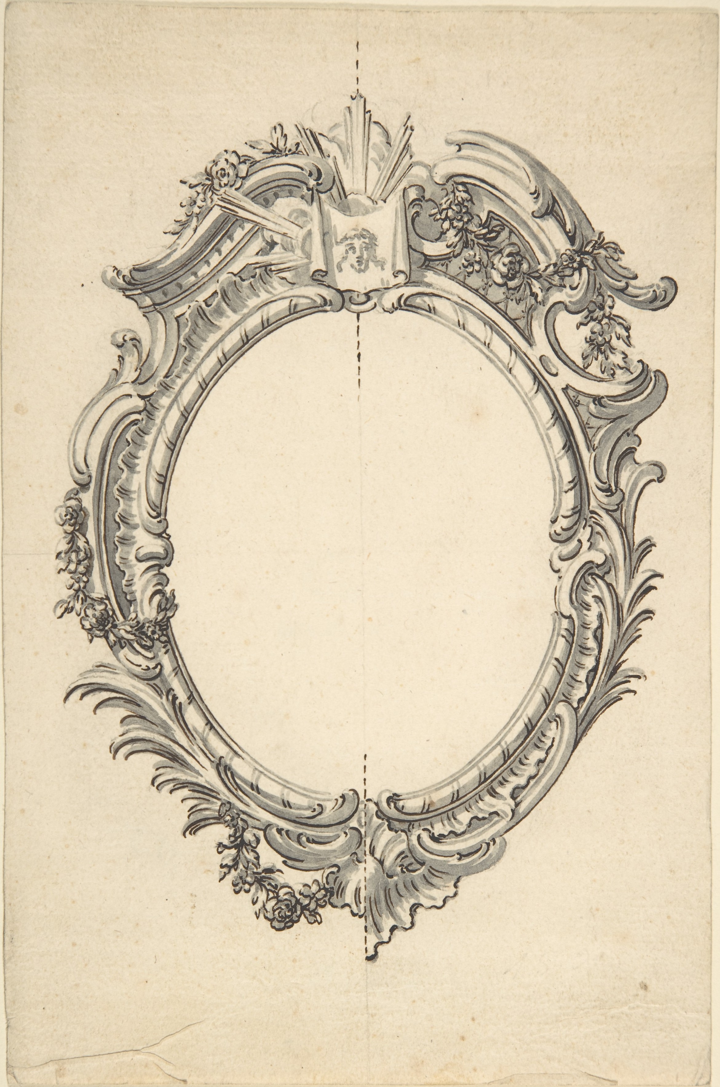 Rococo Oval Frame Design Sketch