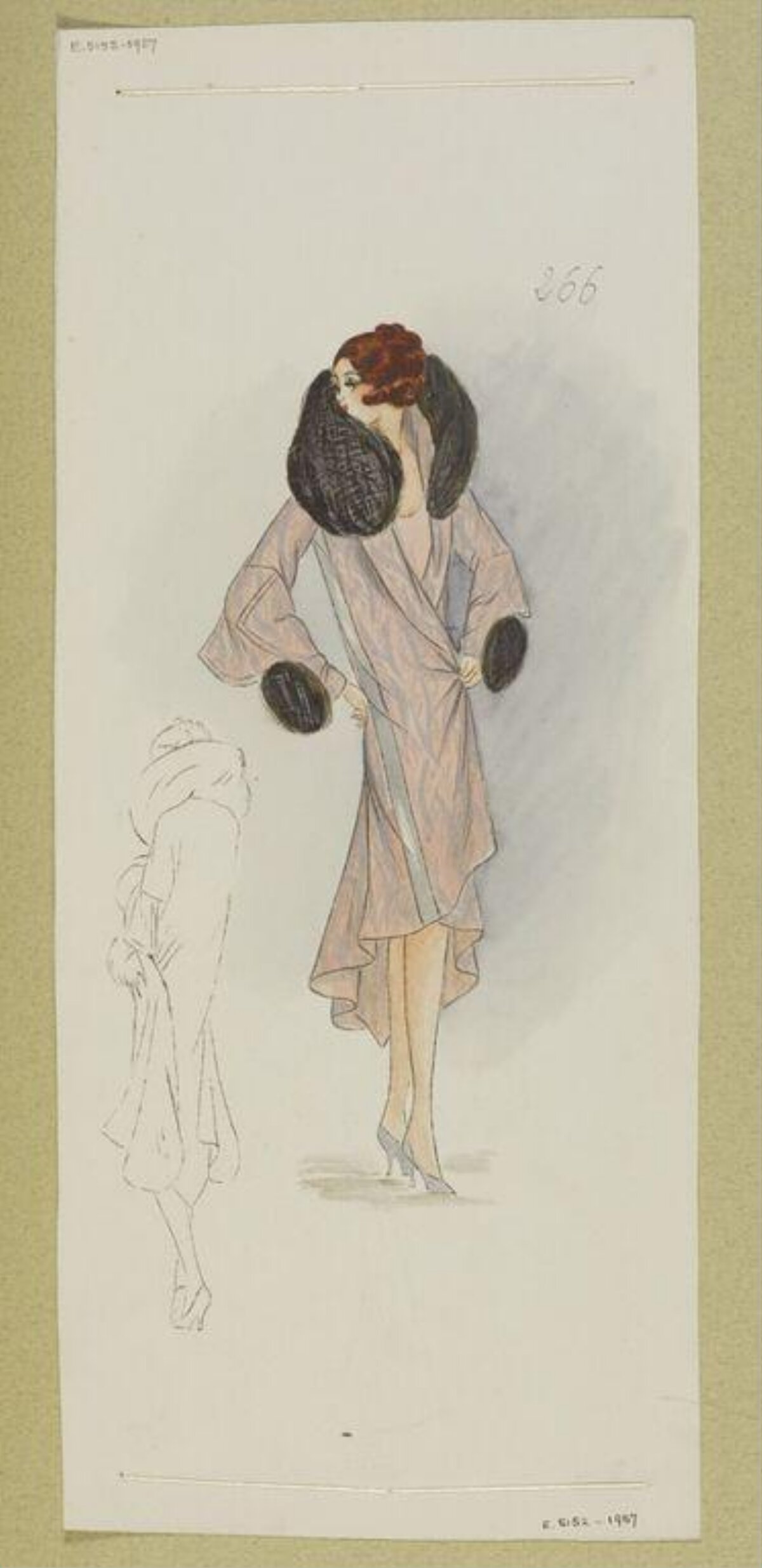 Vintage Women's Coat Fashion Sketch