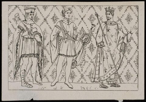 Line Drawing of Three Medieval Nobles
