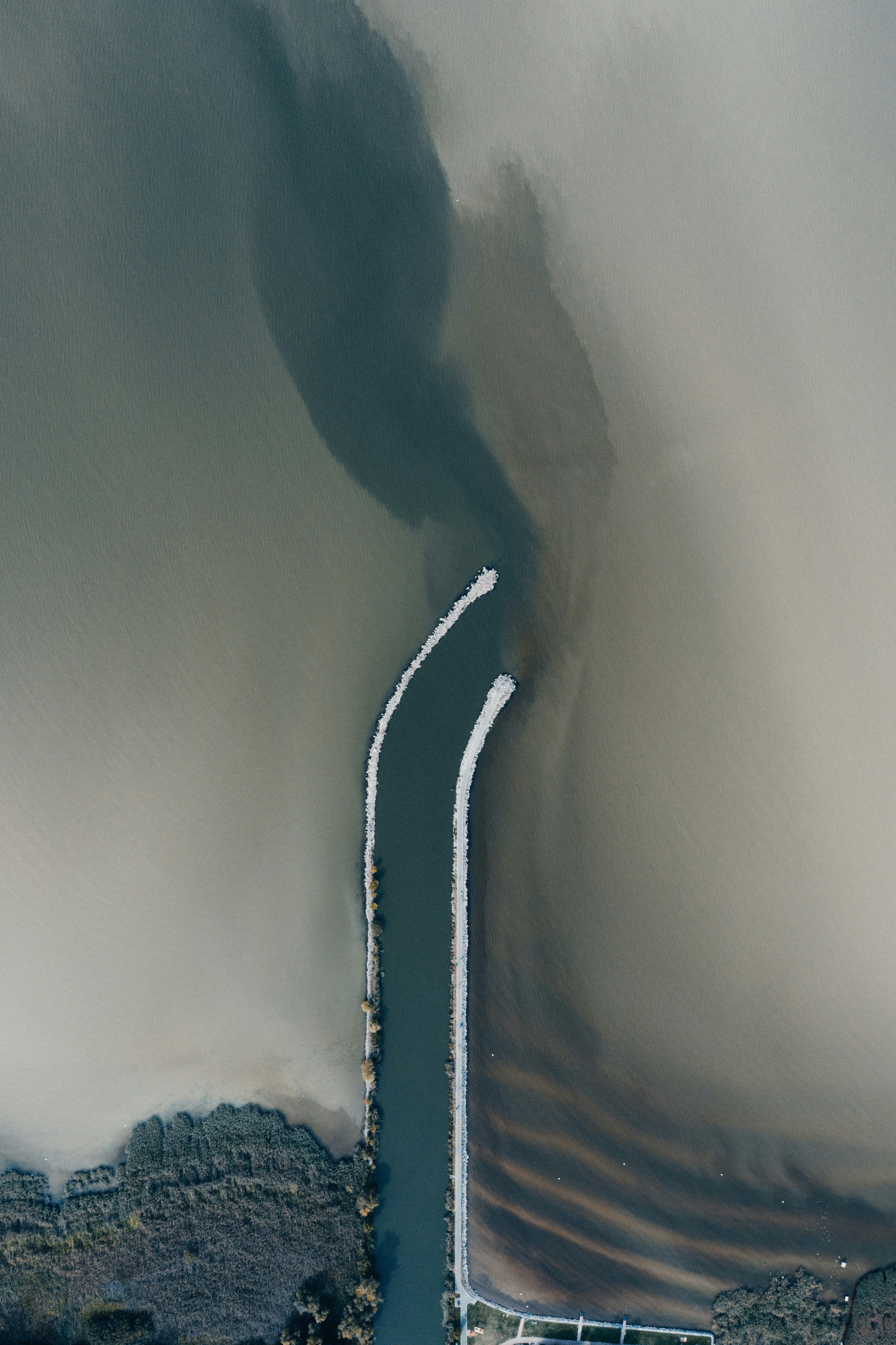 Aerial View of Dual Breakwaters