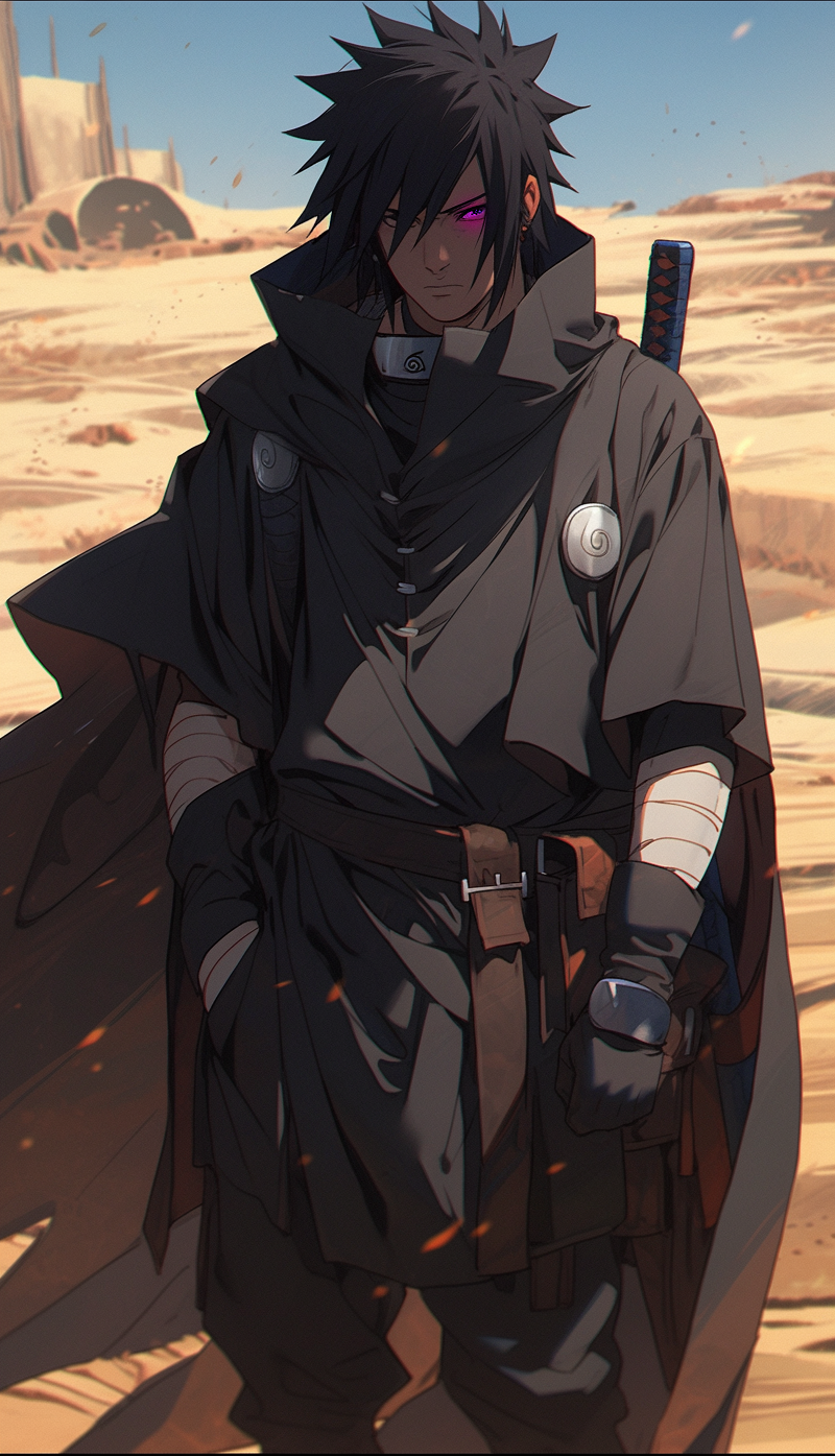 Anime Ninja in Desert Landscape