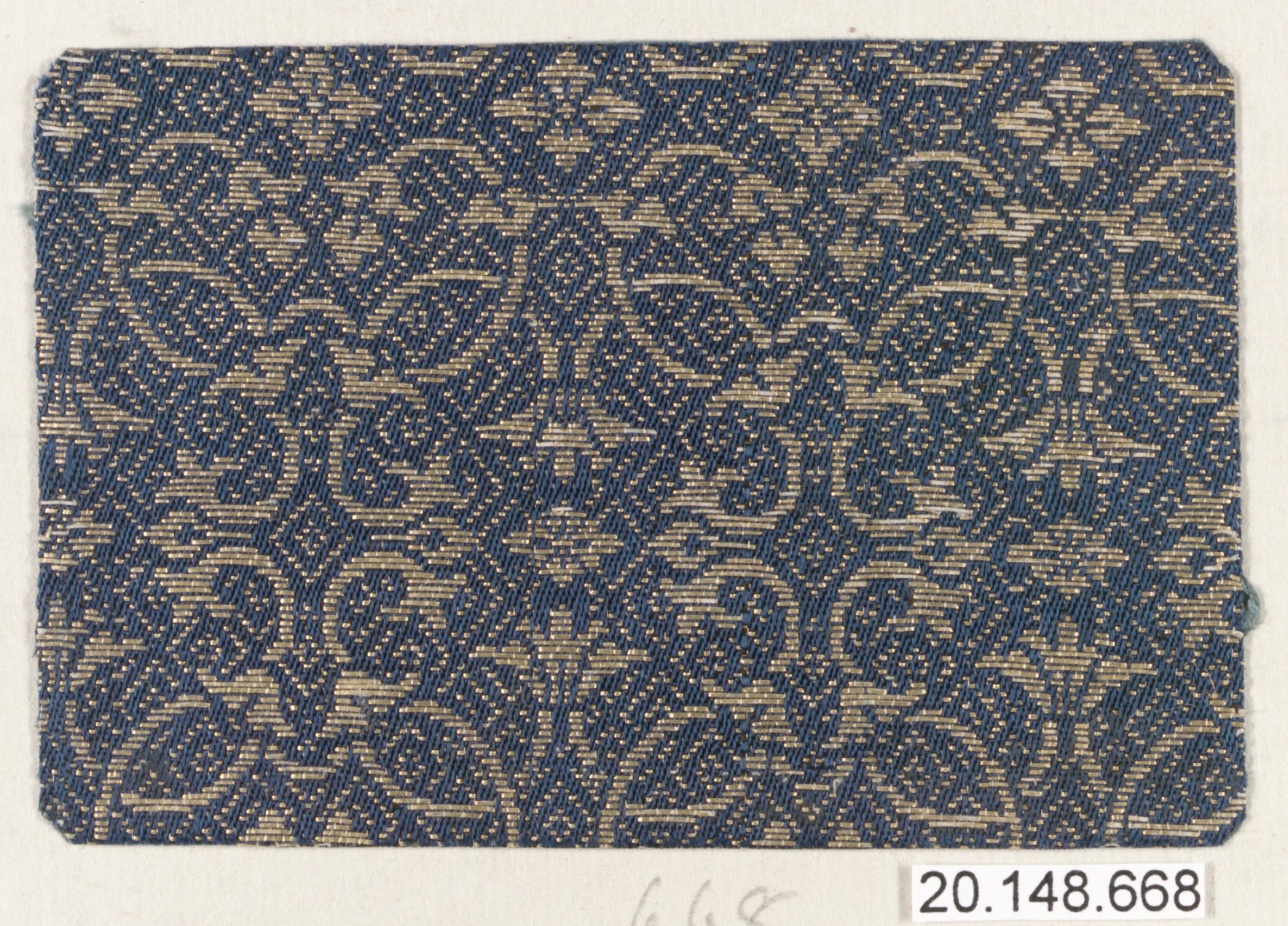 Blue and Gold Woven Textile Sample