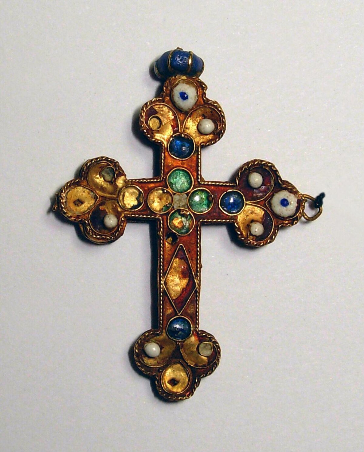Gem-Encrusted Gold Cross Pendant