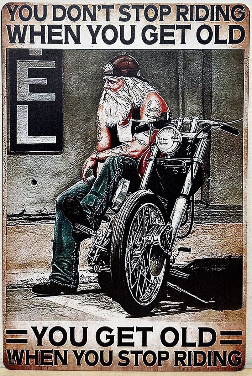 Vintage Biker Riding Quote Sign