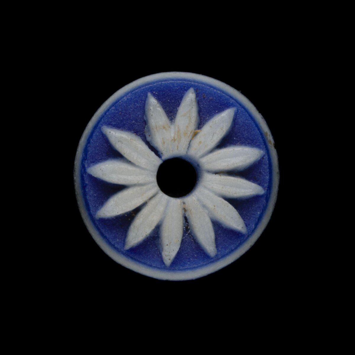 Blue and White Flower Patterned Bead