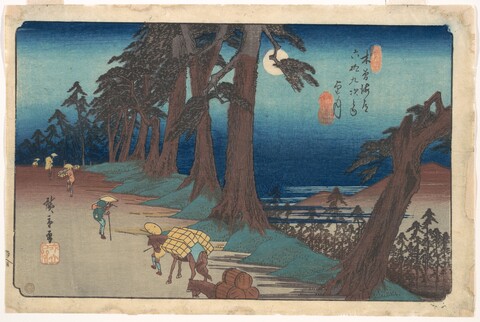 Moonlit Pine Road Travelers Ukiyo-e