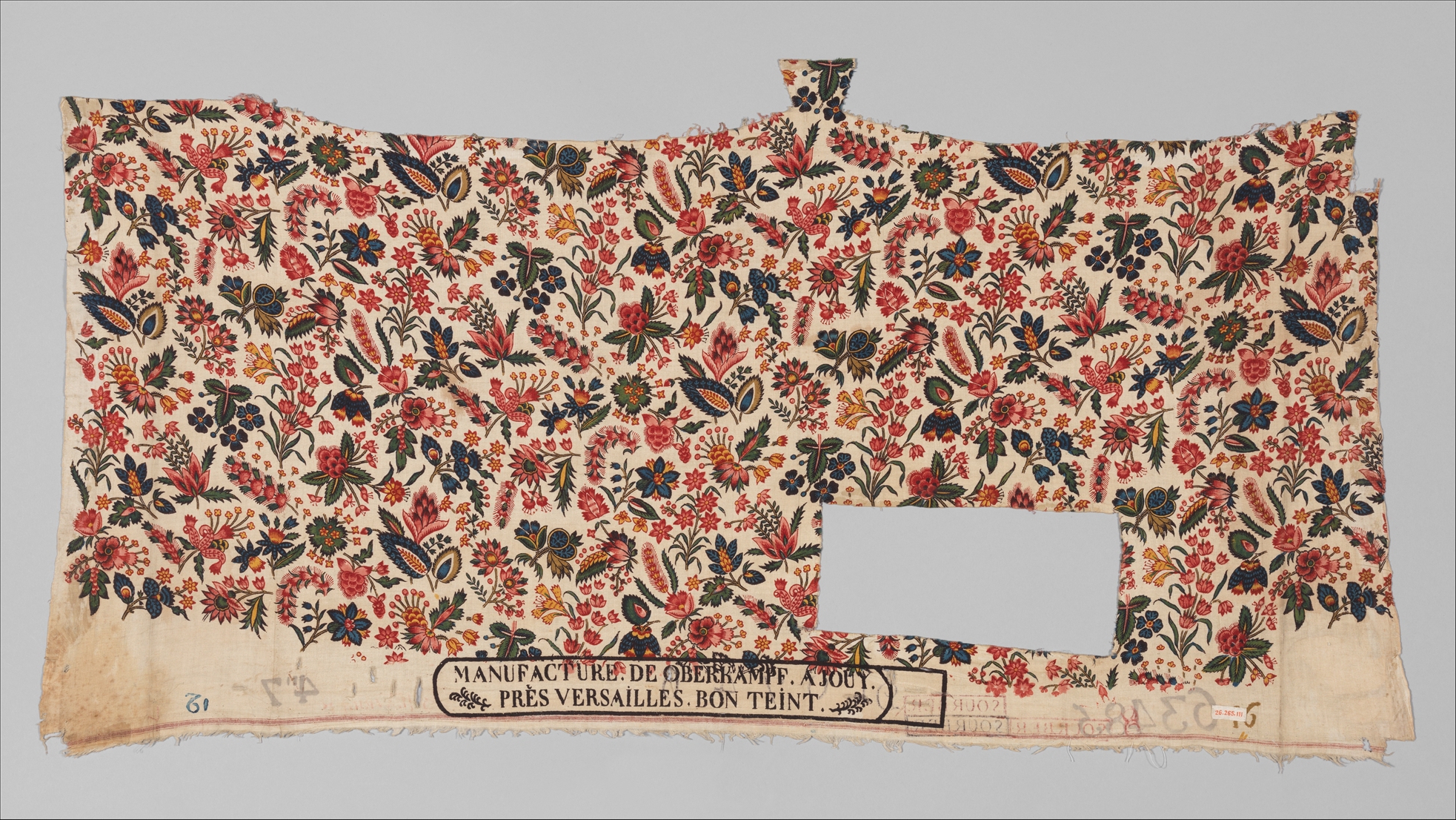 Antique Floral Printed Textile Fragment
