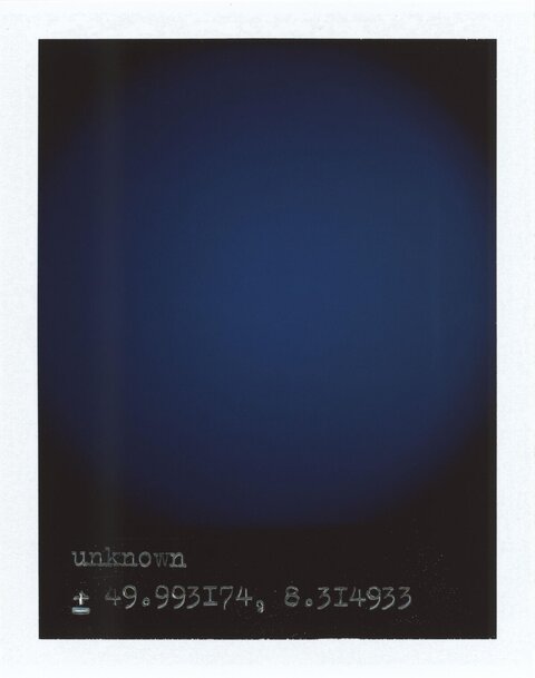 Polaroid Dark Blue Gradient with Coordinates