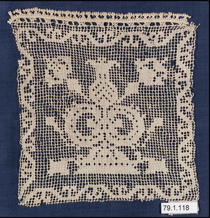 Square Antique Openwork Lace Doily