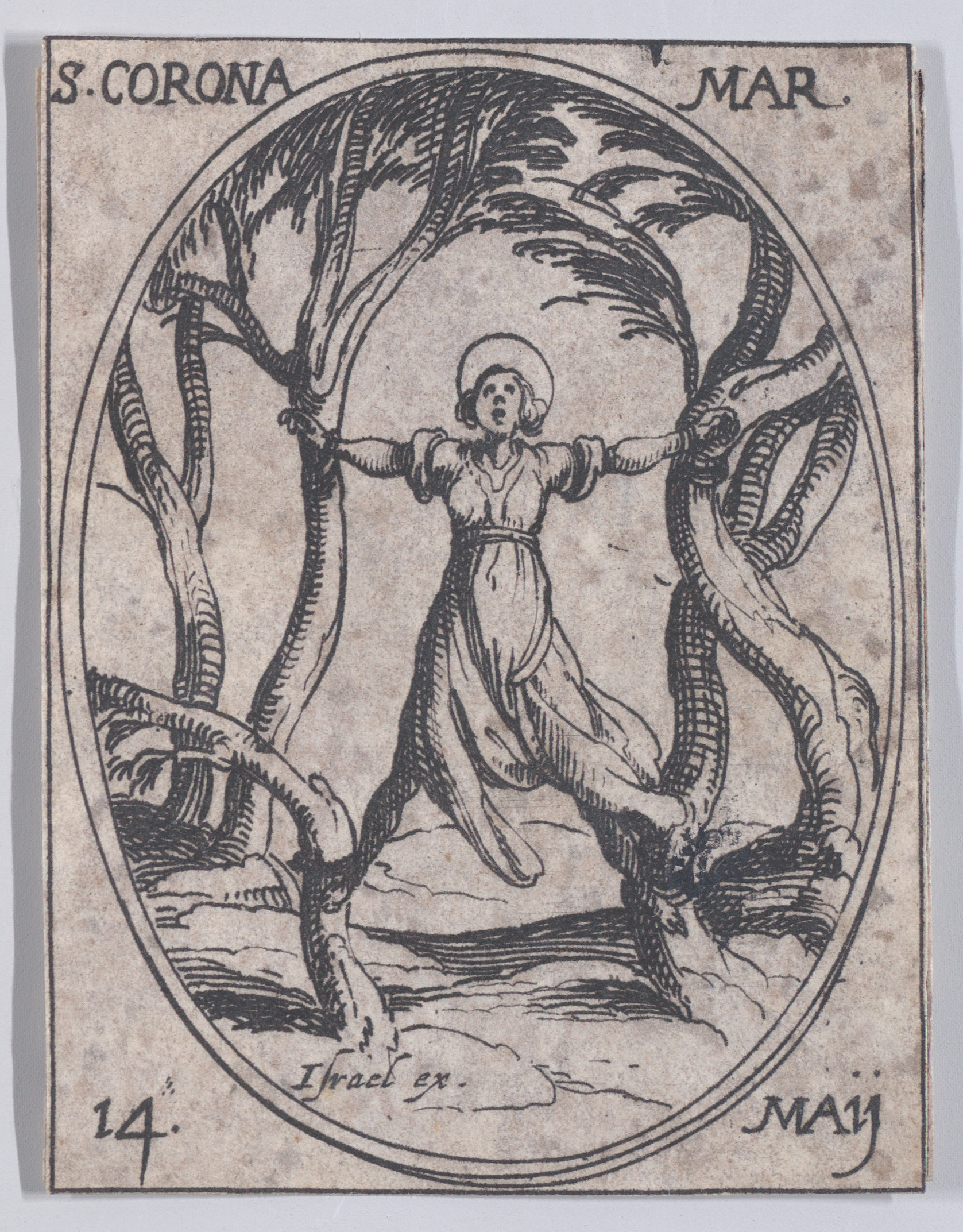 Saint Corona Antique Woodcut Print