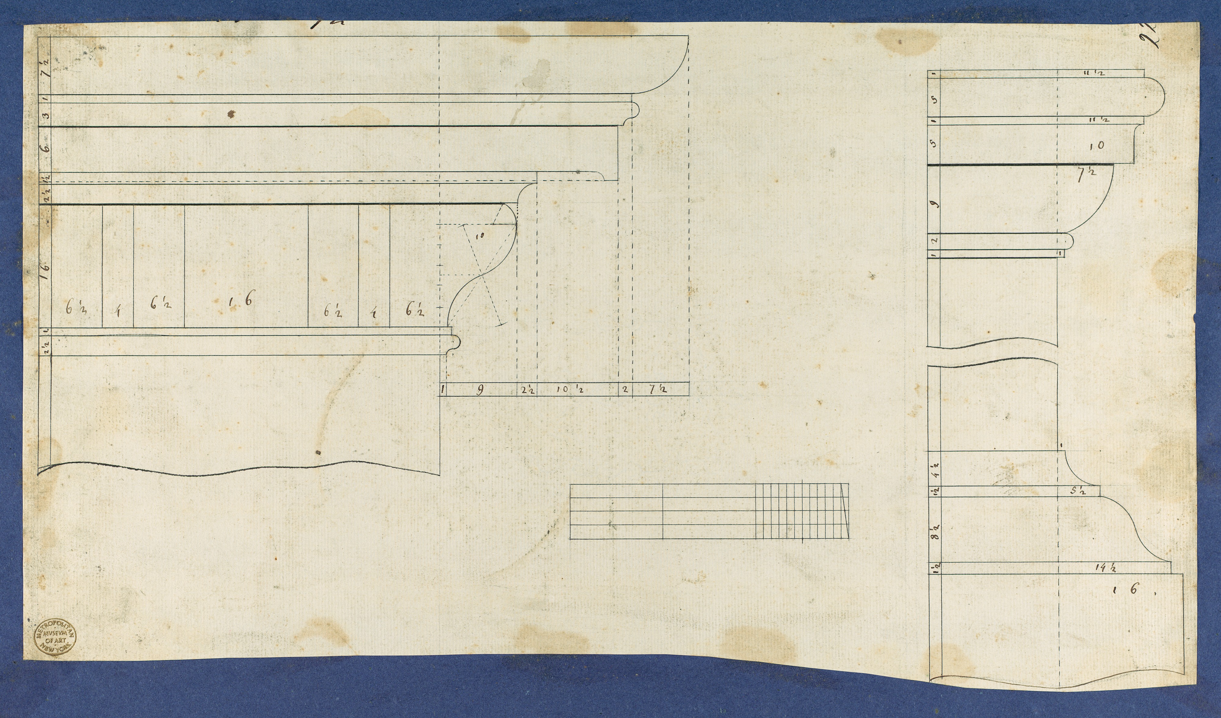 Antique Architectural Entablature Drawing