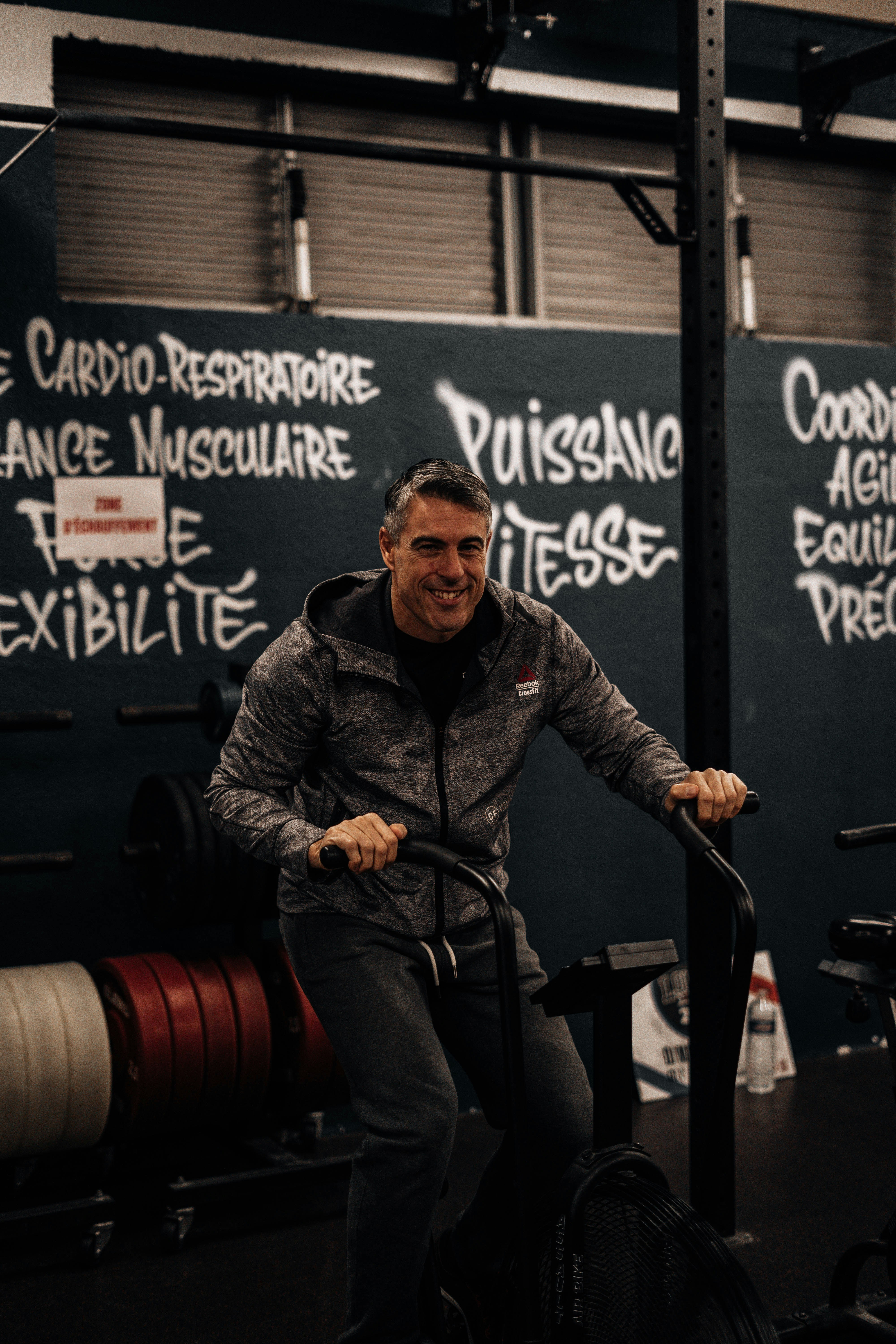 Man Working Out on Gym Bike
