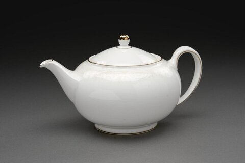 White Teapot with Gold Trim