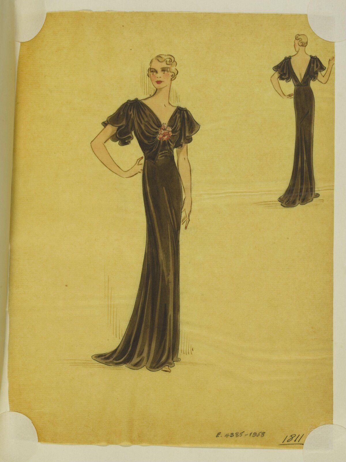 Vintage Evening Gown Fashion Sketch