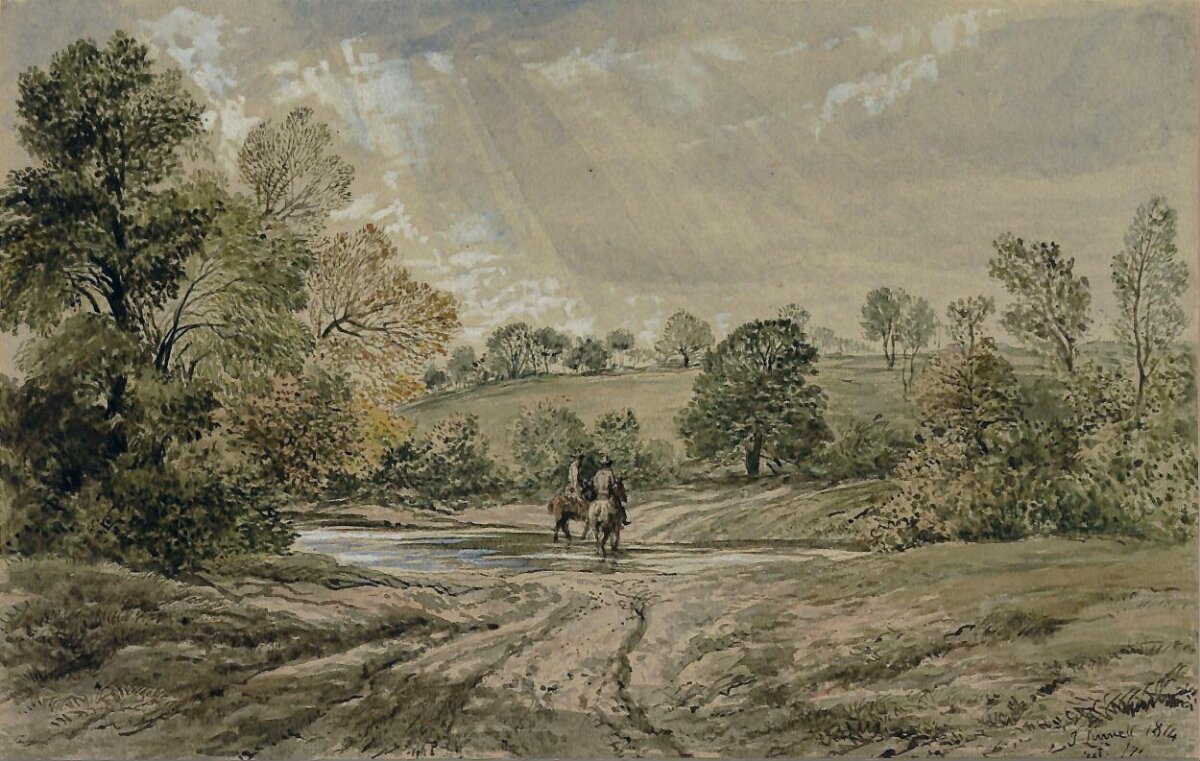 Two Riders Crossing Rural Ford