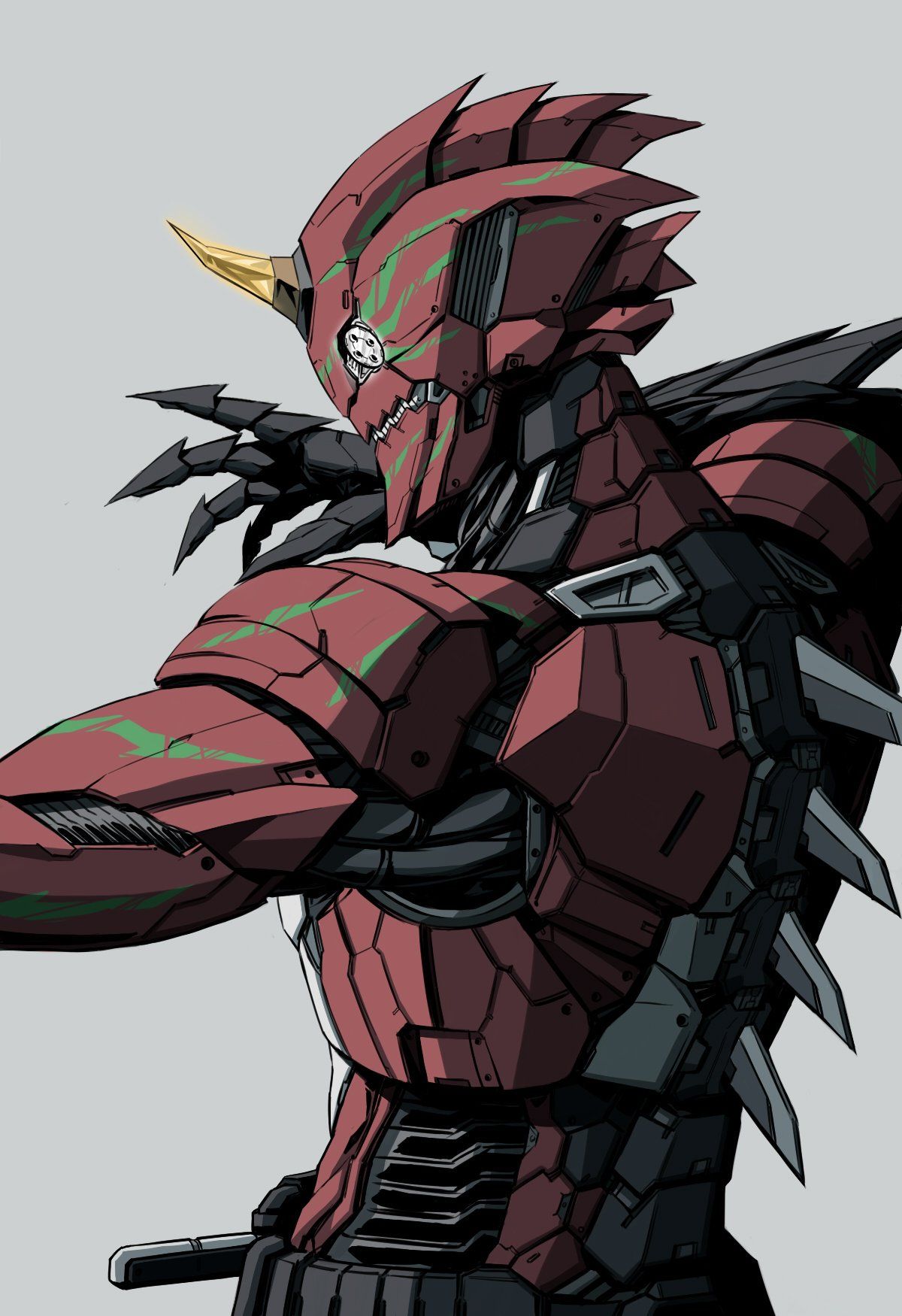 Red Horned Armored Mecha
