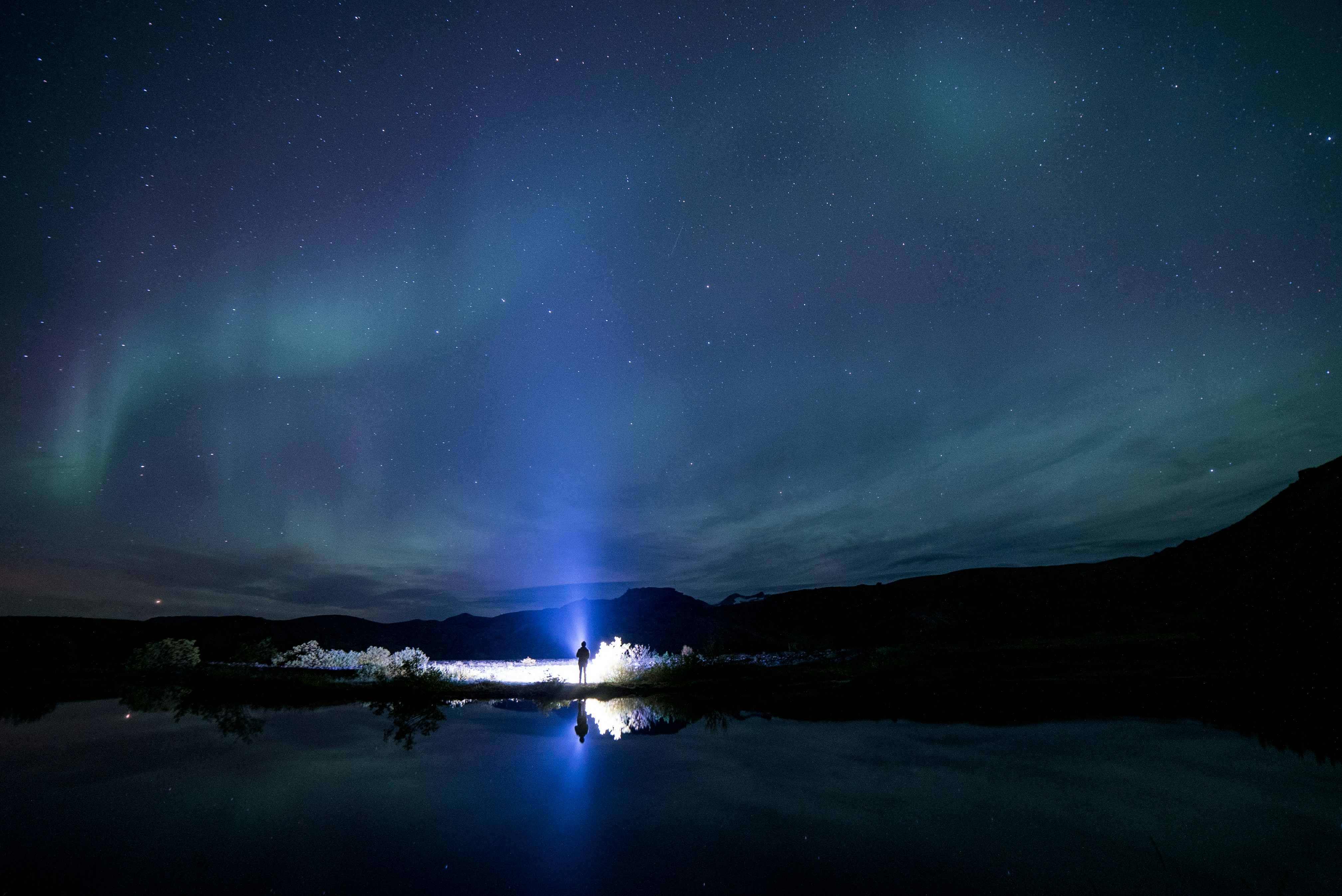 Aurora Night over Calm Lake