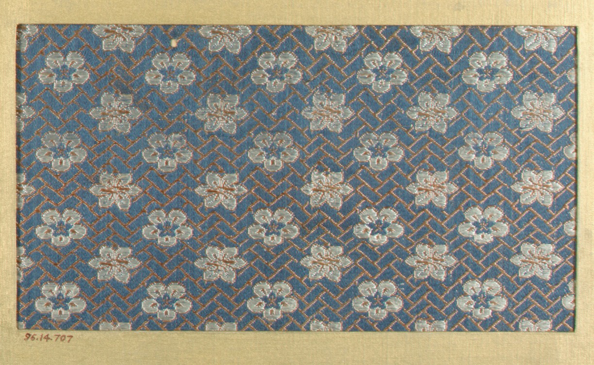 Blue Floral Woven Textile Pattern