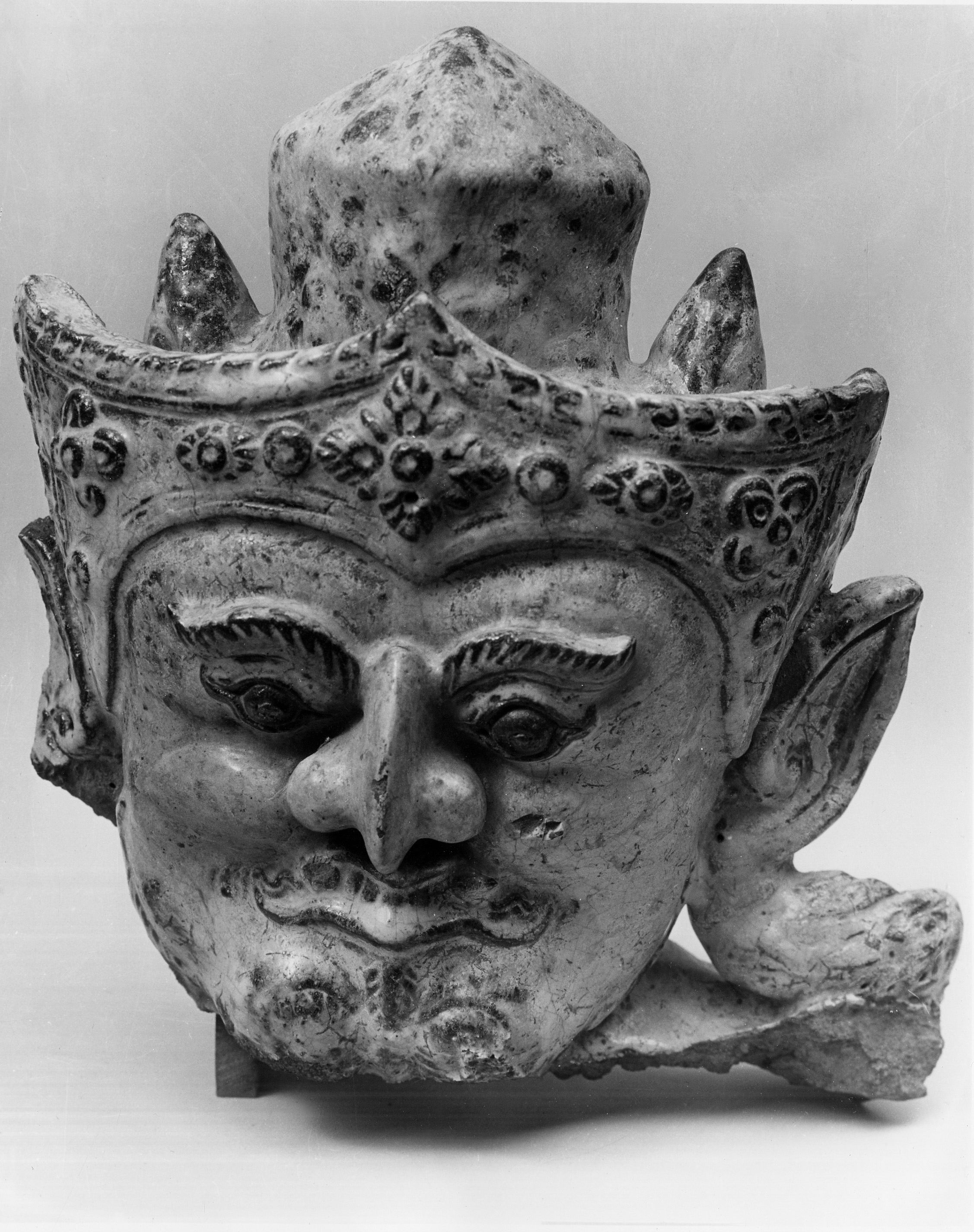 Ancient Deity Head Sculpture Fragment
