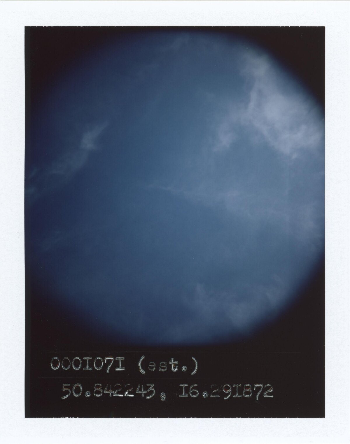 Blue Sky Polaroid with Coordinates