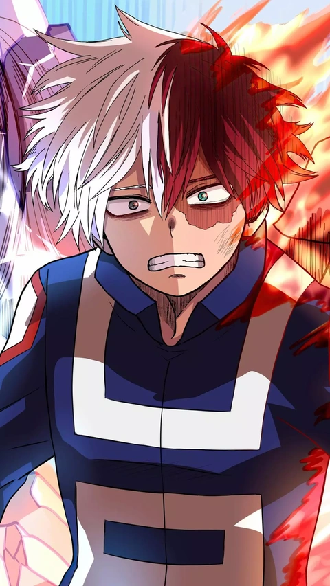 Injured Shoto Todoroki in Battle