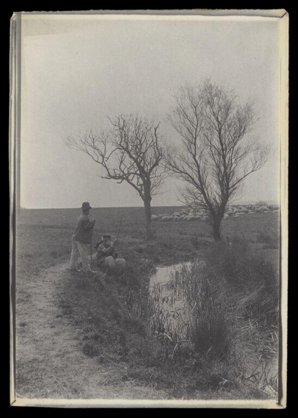 Two Anglers by Country Stream