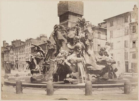 Vintage Photo of Rome's Four Rivers Fountain