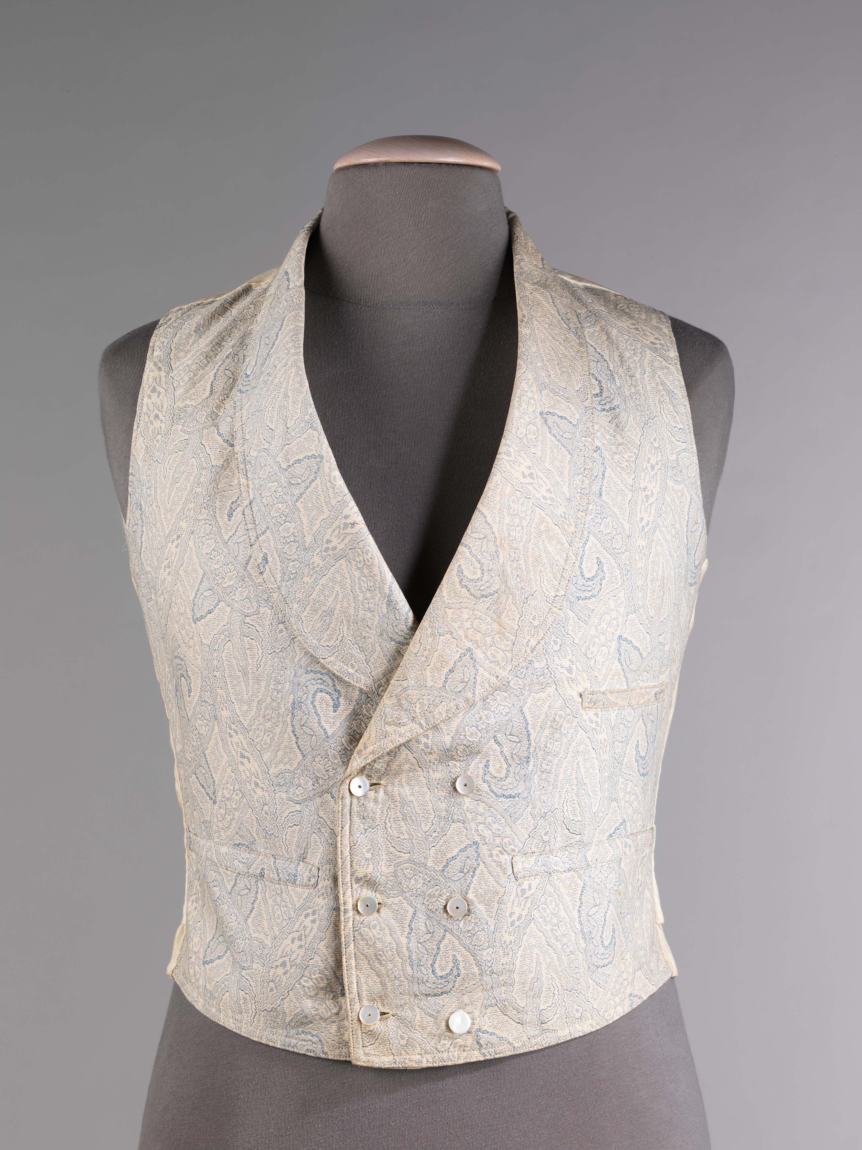 Light Blue Paisley Double-Breasted Waistcoat