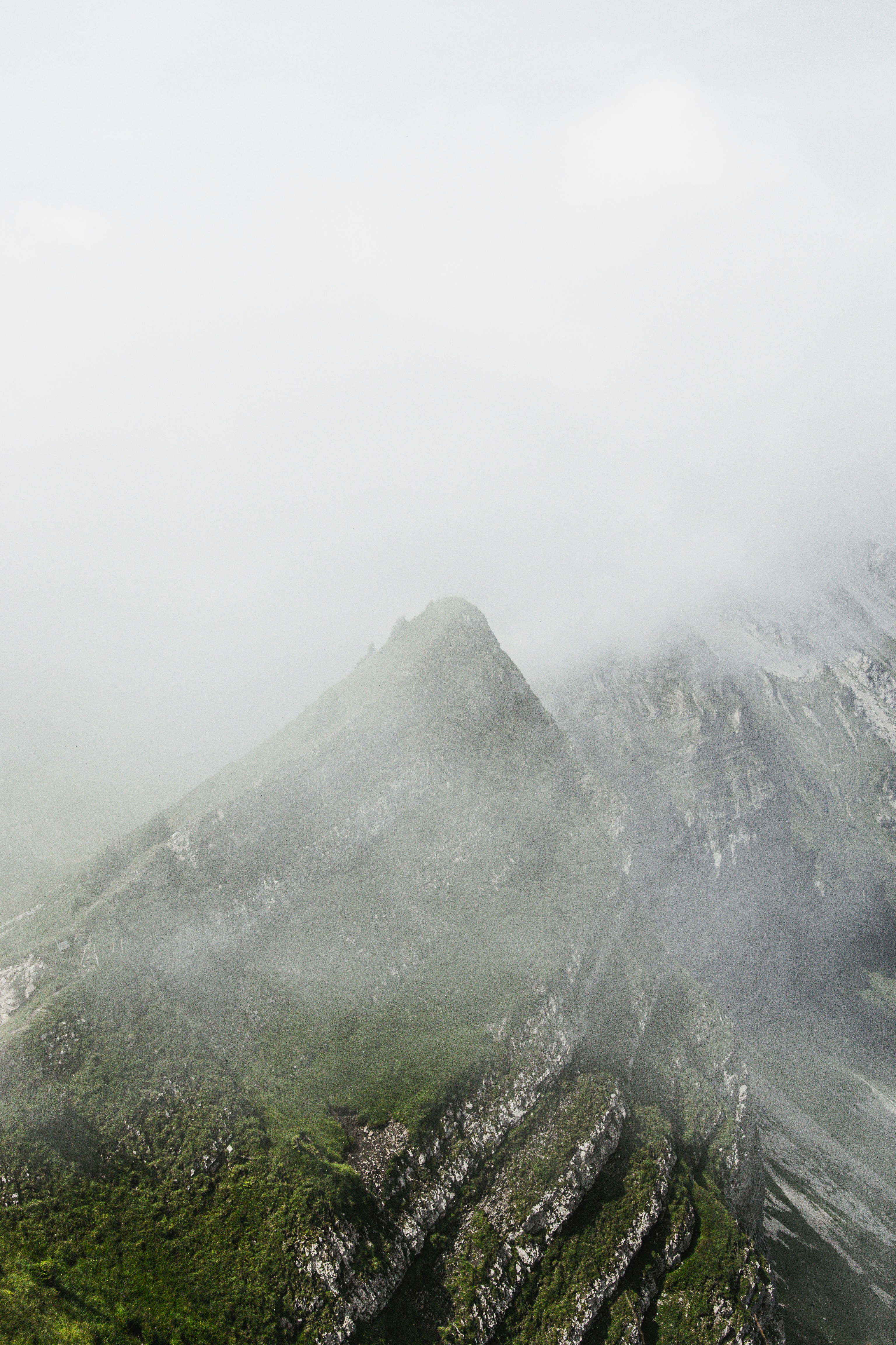 Fog Shrouded Mountain Peak